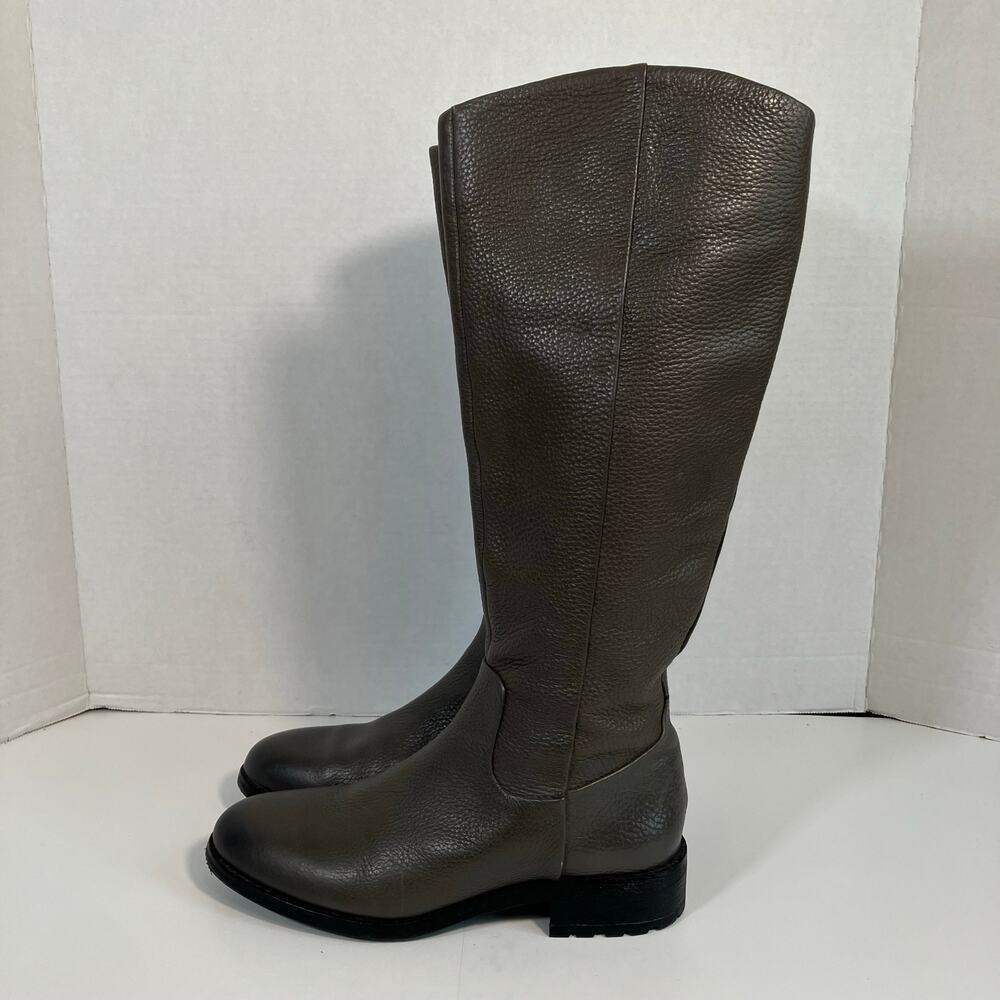 Sam Edelman Sz 8 Ryan Tall Gray Pebbled Leather Riding Boots Flawed